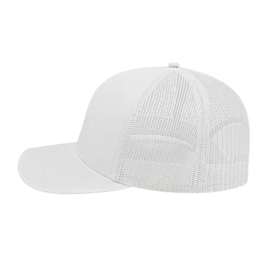 Casquette arrière en maille poly/coton pour adultes (blanche)