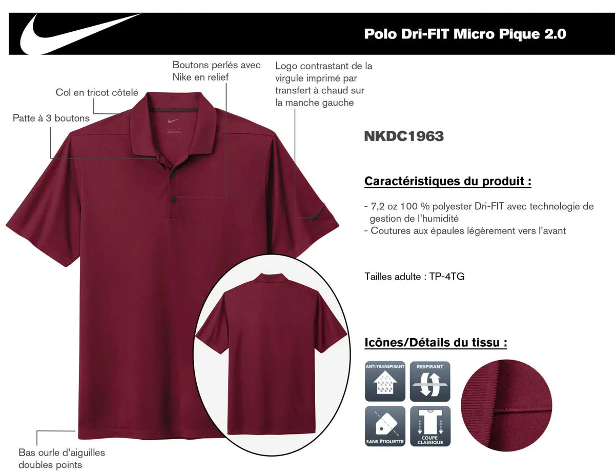 Polo Nike Dri-FIT micro pique 2.0 (Rouge université)