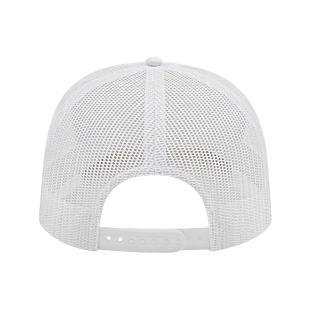 Casquette arrière en maille poly/coton pour adultes (blanche)
