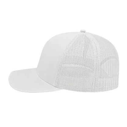 Casquette arrière en maille poly/coton pour adultes (blanche)